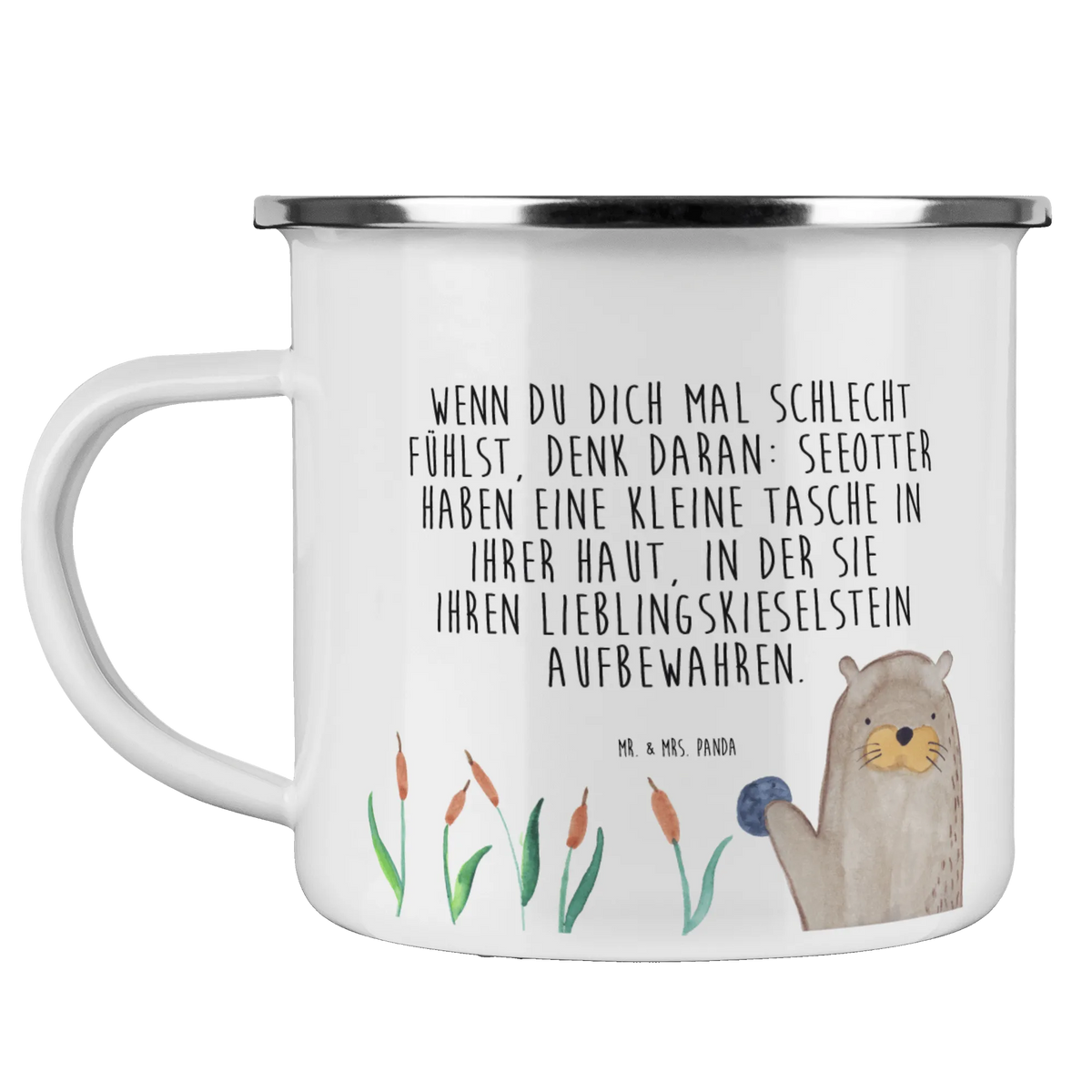 Camping Emaille Tasse Otter Stein reisetasse, Campingtasse, Campingbecher, wandertasse, Motivtasse, Teebecher, Outdoor Becher, Teetasse, Blechtasse, Pott, Emaille Becher, Kaffeepott, blechbecher, Haferl, outdoortasse, Emaille Tasse, metallbecher, emaillebecher, Outdoor Tasse, Emailletasse, Tasse Emaille, Reisebecher, wanderbecher, becher emaille, Otter, Seeotter, Fischotter, Otter Seeotter See Otter