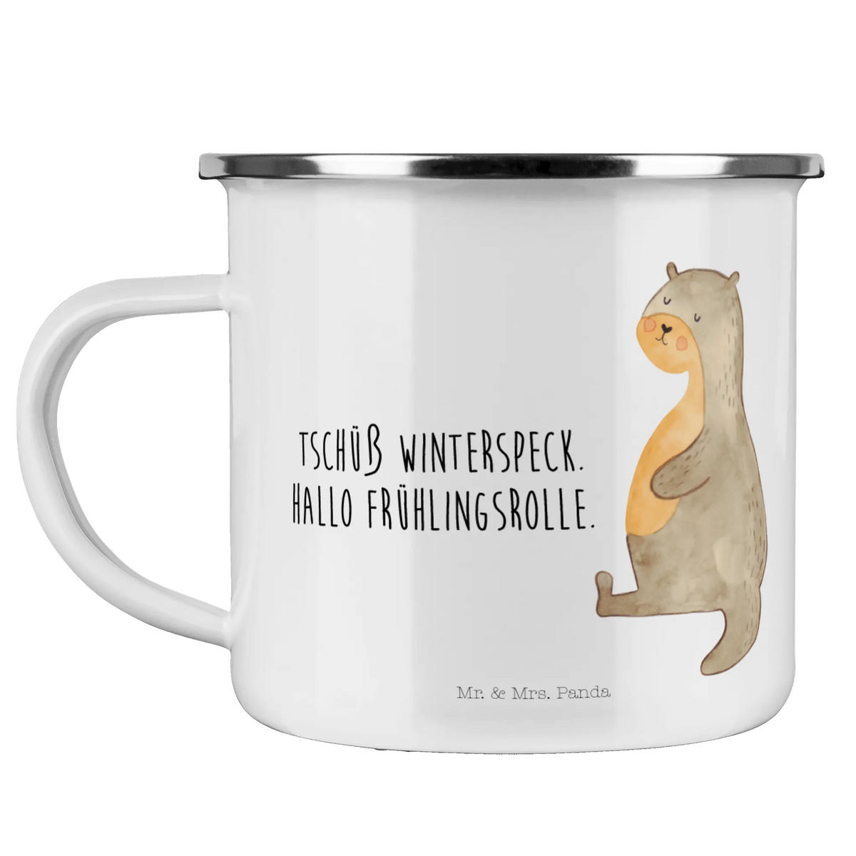 Enamel camping mug otter Belly marten, sea otter, European otter, water mammal, aquatic animal, animal lover, baby otter, predator, water, otter gifts, gift ideas for animal lovers, animal, mammal, water animal, gifts for people in love, Otter Sea Otter Lake Otter