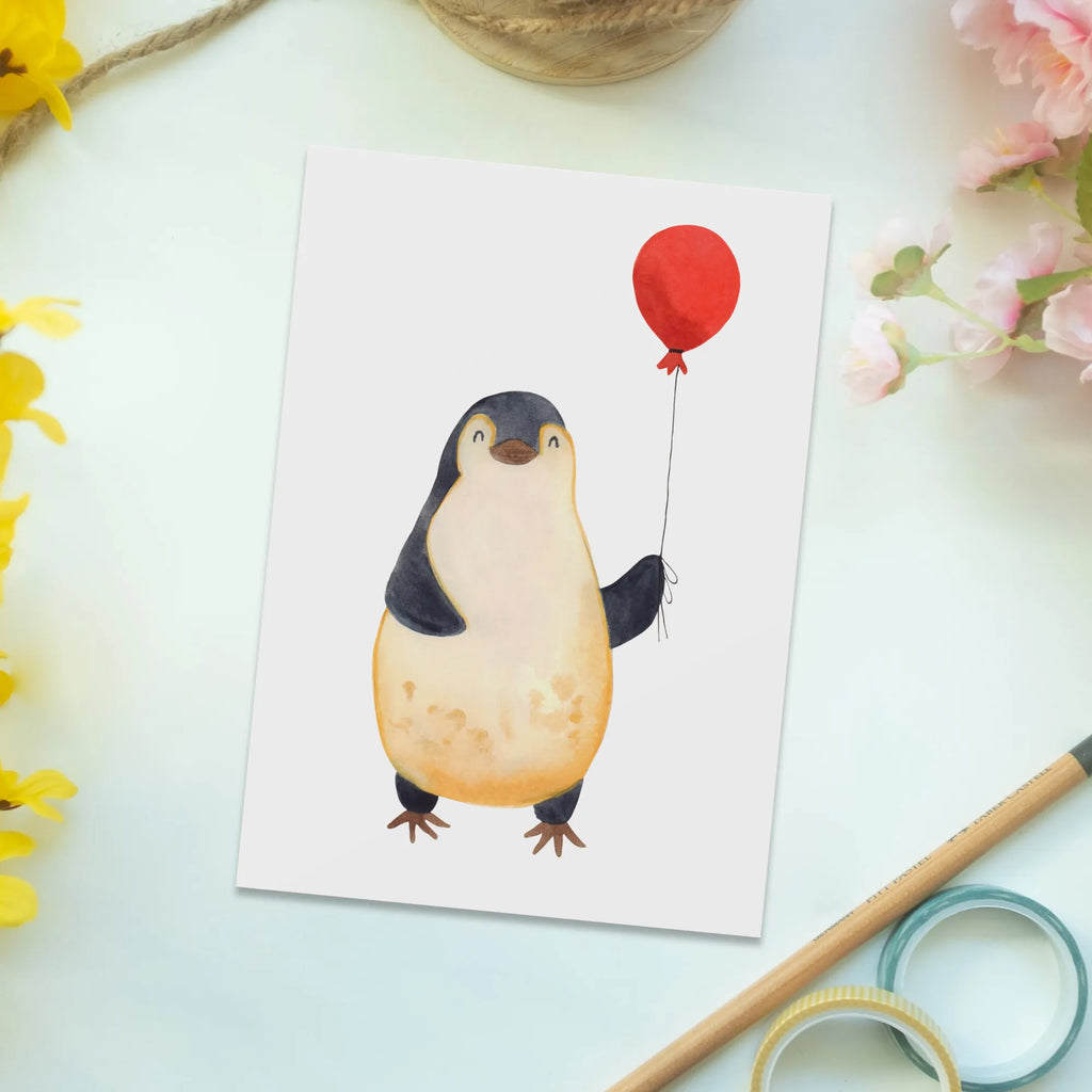 Postcard Penguin balloon North Pole, Penguins, penguins, new life, love of life, gift girlfriend, best friend, balloon, new start, gift idea