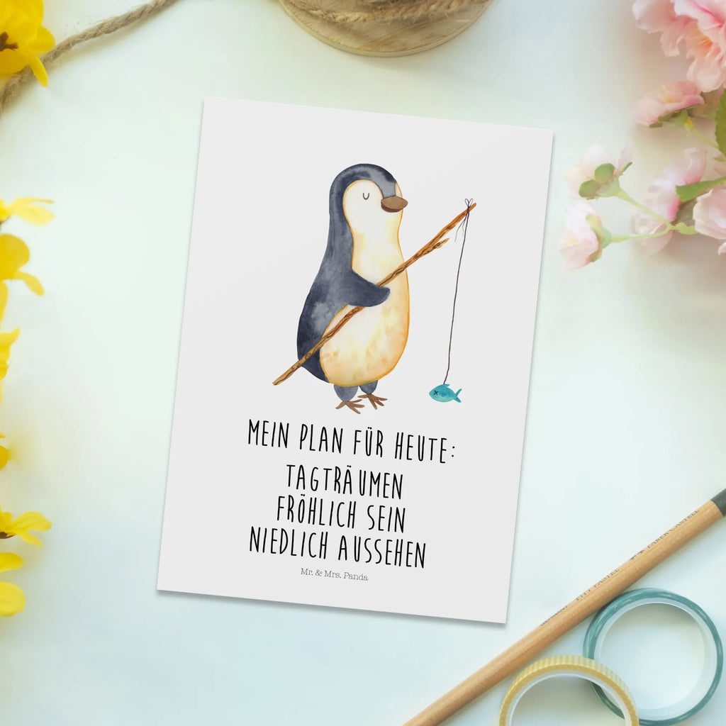 Postkarte Pinguin Angler Grußkarte, kunstkarte, einzelkarte, Fotokarte, Postkarten, bildkarte, Postkarte, Ansichtskarten, Motivkarte, spruchkarte, Designkarte, Ansichtskarte, Kunstkarten, Pinguin, Pinguine, Motivation, Angeln, Angler, Geschenk, Wochenende, Neustart, Tagesplan, Urlaub, Geschenkidee, Planer, Hobby, Freundinnen, Tagträume, Plan