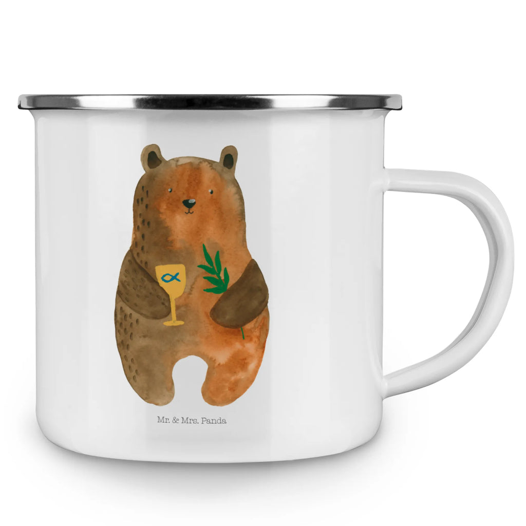 Enamel camping mug bear confirmation Pott, wandertasse, Campingtasse, emaillebecher, Becher, Reisebecher, metallbecher, Emaille Becher, Blechtasse, wanderbecher, Teebecher, Teetasse, reisetasse, Campingbecher, blechbecher, Emaille Tasse, Tasse Emaille, Trinkbecher, Kaffeebecher, Metalltasse, Kaffeetasse, becher emaille, Tasse, Emailletasse, Teddy, Bär, Teddybär, Gottesdienst, Konfirmation, Evangelisch, Kirche