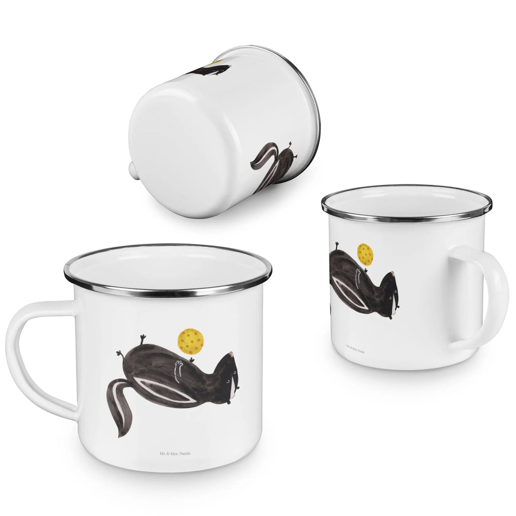 Camping Emaille Tasse Stinktier Ball metallbecher, Teetasse, wandertasse, Tasse, Tasse Emaille, Blechtasse, Kaffeebecher, Becher, emaillebecher, Metalltasse, becher emaille, Trinkbecher, blechbecher, Emailletasse, Teebecher, Pott, reisetasse, Kaffeetasse, Reisebecher, Emaille Tasse, wanderbecher, Campingbecher, Emaille Becher, Campingtasse, Stinktier, Skunk, Wildtier, Stinker, Weisheit, Verspielt, Stinki, Raubtier