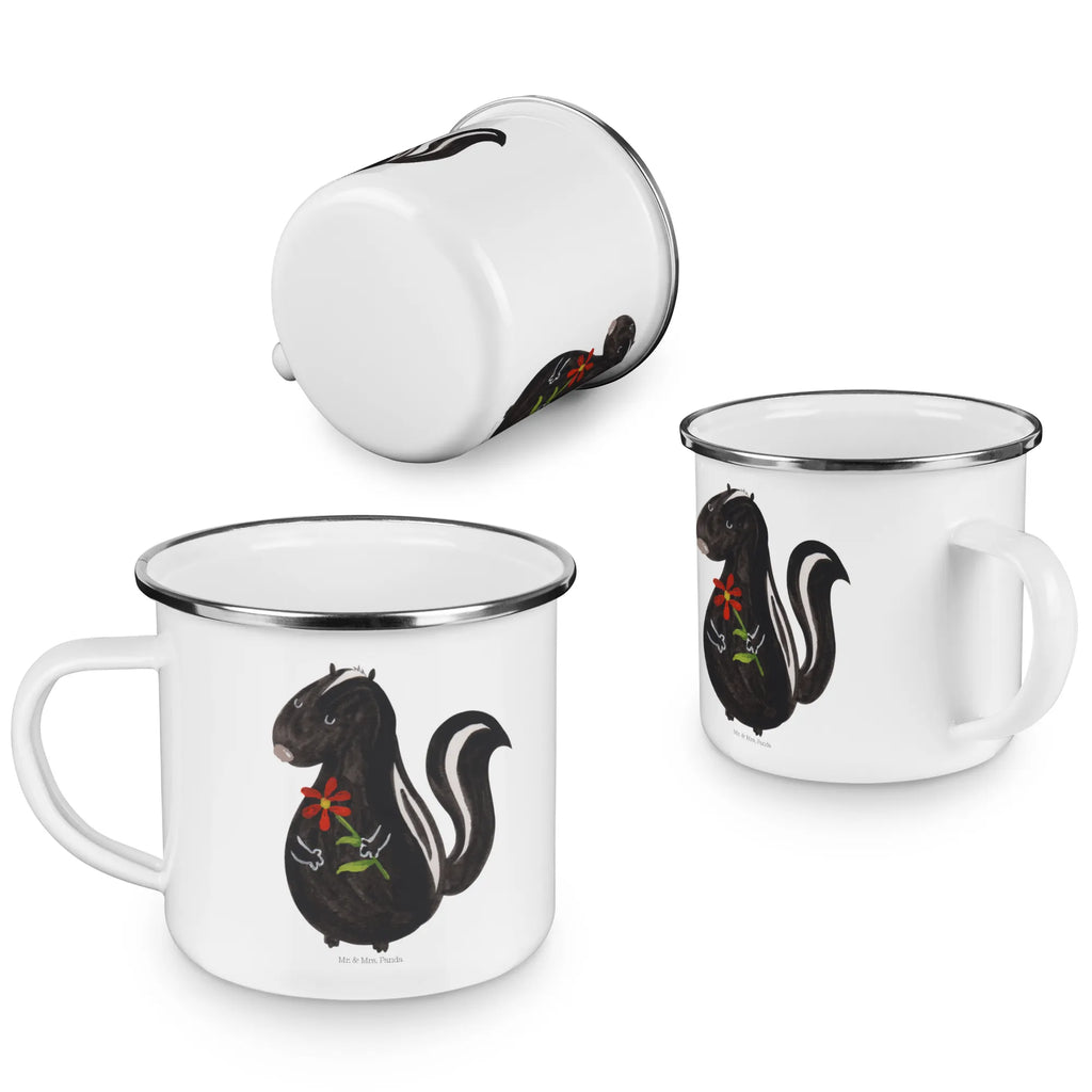 Kempingowy kubek emaliowany skunks kwiat wandertasse, Trinkbecher, Pott, Blechtasse, Kaffeebecher, Emaille Tasse, metallbecher, reisetasse, wanderbecher, Teetasse, Tasse, Campingbecher, becher emaille, Emaille Becher, Metalltasse, blechbecher, Emailletasse, emaillebecher, Teebecher, Reisebecher, Tasse Emaille, Campingtasse, Kaffeetasse, Becher, Stinktier, Skunk, Stinki, Stinker, Wildtier, Raubtier, Tagträumer, Träume, Dreams, Verträumt