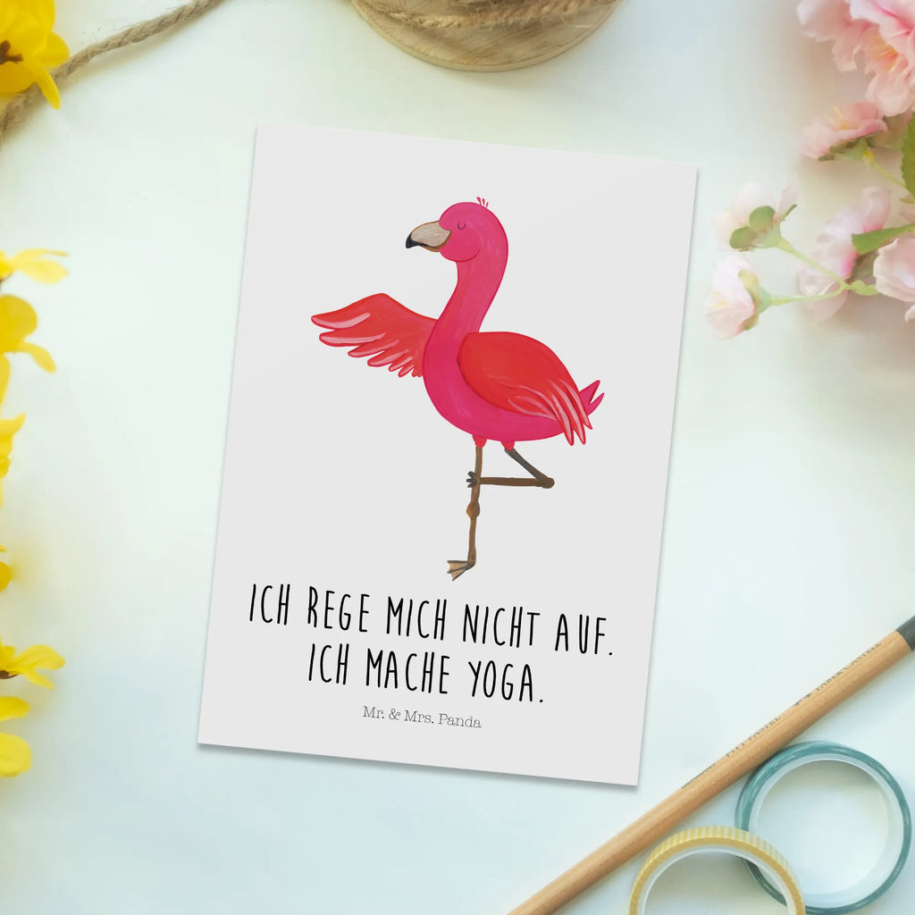 Pocztówka Flamingo joga einzelkarte, Fotokarte, Postkarten, Kunstkarten, Designkarte, Postkarte, spruchkarte, Grußkarte, Motivkarte, bildkarte, Ansichtskarten, kunstkarte, Ansichtskarte, Flamingo, Aufregen, Yoga-Übung, Namaste, Vogel, Ärger, Achtsamkeit, Tiefenentspannung, Entspannung, Yoga