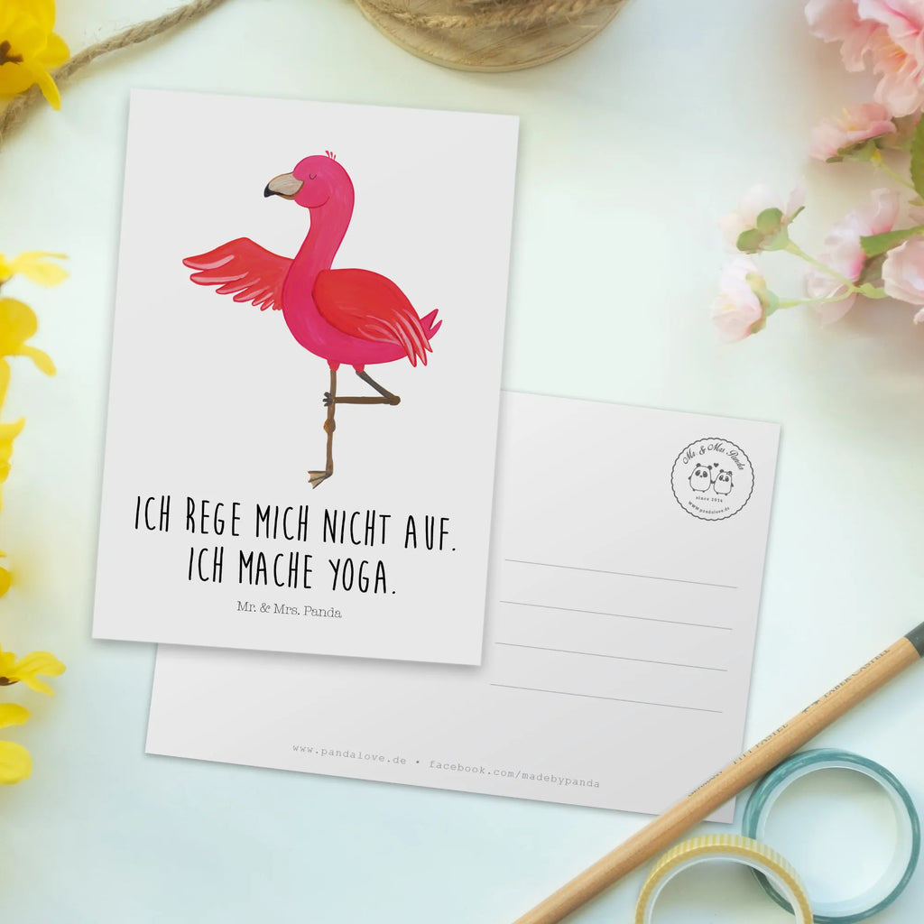Pocztówka Flamingo joga einzelkarte, Fotokarte, Postkarten, Kunstkarten, Designkarte, Postkarte, spruchkarte, Grußkarte, Motivkarte, bildkarte, Ansichtskarten, kunstkarte, Ansichtskarte, Flamingo, Aufregen, Yoga-Übung, Namaste, Vogel, Ärger, Achtsamkeit, Tiefenentspannung, Entspannung, Yoga