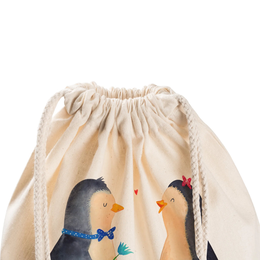 Drawstring bag Penguin pair carrier bag, bag, hipster, sports bag, jute bag, gym bag, Penguin, North Pole, Winter, Penguins, love, dream couple, love gift, great love, lovers, proof of love, wedding gift, anniversary, wedding, penguin, wedding day, engagement, penguins