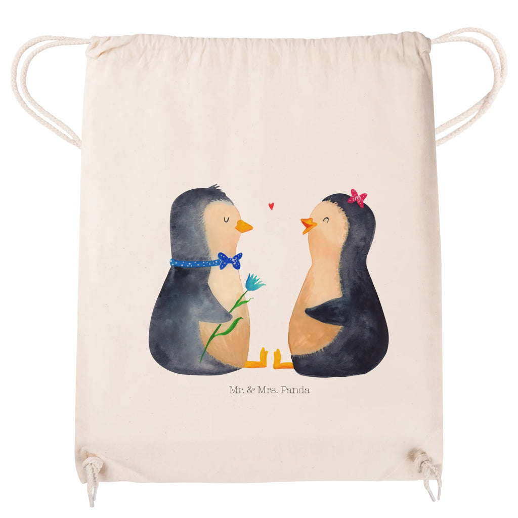 Drawstring bag Penguin pair carrier bag, bag, hipster, sports bag, jute bag, gym bag, Penguin, North Pole, Winter, Penguins, love, dream couple, love gift, great love, lovers, proof of love, wedding gift, anniversary, wedding, penguin, wedding day, engagement, penguins