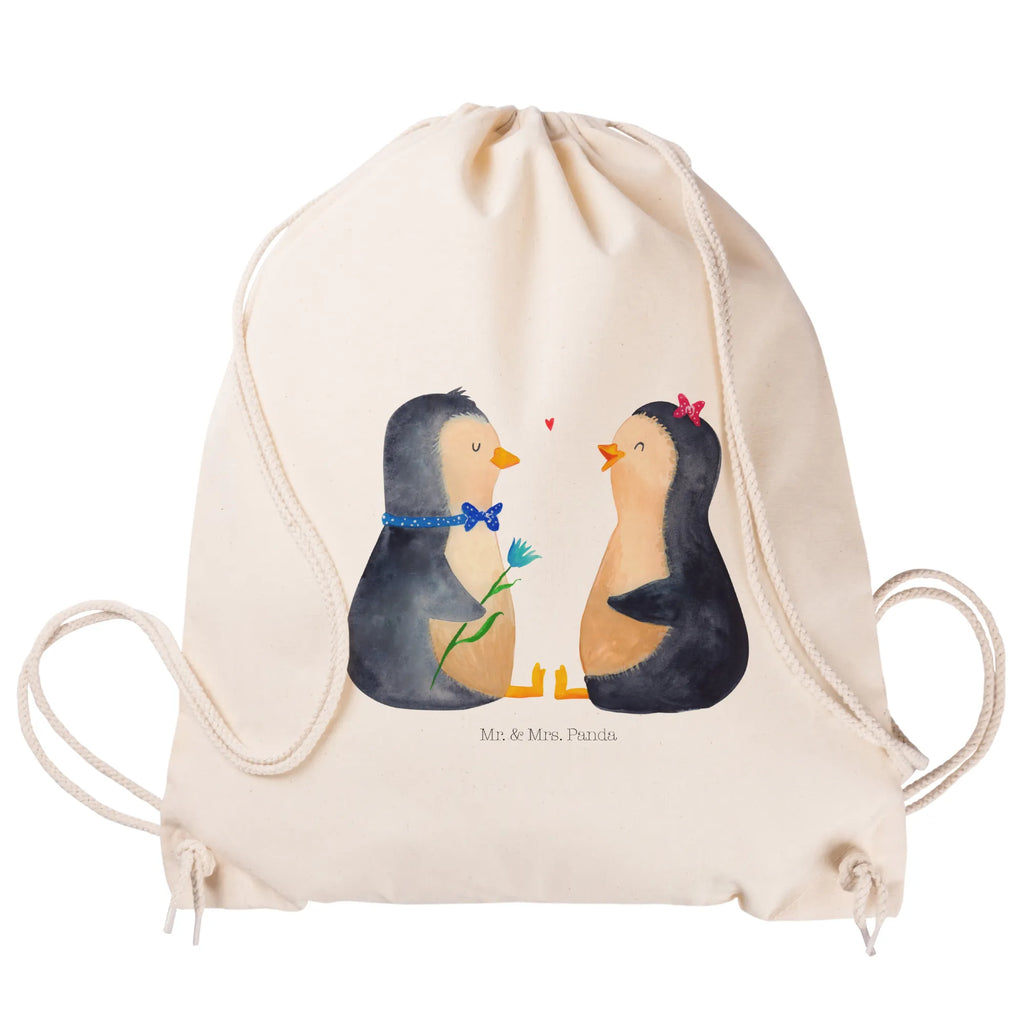 Drawstring bag Penguin pair carrier bag, bag, hipster, sports bag, jute bag, gym bag, Penguin, North Pole, Winter, Penguins, love, dream couple, love gift, great love, lovers, proof of love, wedding gift, anniversary, wedding, penguin, wedding day, engagement, penguins
