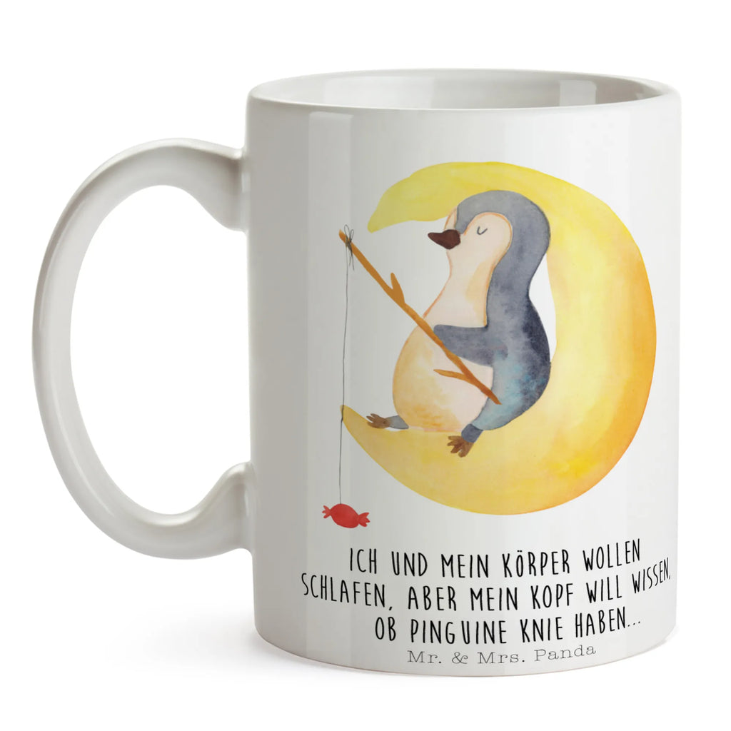 Mug Penguin moon Keramiktasse, Geschenktasse, Tasse, Bürotasse, Teetasse, Tasse mit Zitaten, Tasse mit Motiven, Kaffeetasse, Porzellantasse, Pinguin, Schlafstörungen, Nachtruhe, Gästezimmer, Schlafzimmer, schlafen, Spruch, Pinguine, Einschlafen