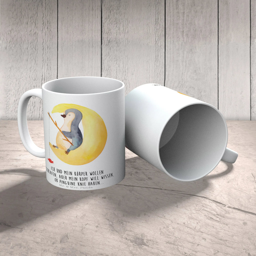 Mug Penguin moon Keramiktasse, Geschenktasse, Tasse, Bürotasse, Teetasse, Tasse mit Zitaten, Tasse mit Motiven, Kaffeetasse, Porzellantasse, Pinguin, Schlafstörungen, Nachtruhe, Gästezimmer, Schlafzimmer, schlafen, Spruch, Pinguine, Einschlafen