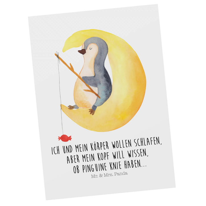 Postkarte Pinguin Mond
