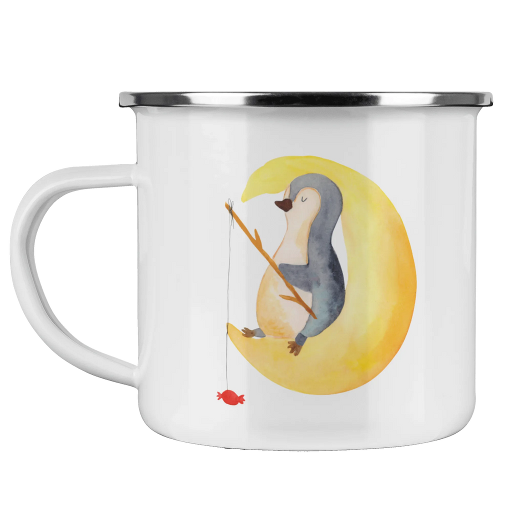 Enamel camping mug Penguin moon metallbecher, Emailletasse, Teetasse, reisetasse, Trinkbecher, Blechtasse, wandertasse, blechbecher, Emaille Becher, wanderbecher, becher emaille, Tasse, Emaille Tasse, Reisebecher, Tasse Emaille, Becher, Campingtasse, Campingbecher, Teebecher, emaillebecher, Kaffeebecher, Pott, Kaffeetasse, Metalltasse, Pinguin, Spruch, schlafen, Gästezimmer, Pinguine, Schlafstörungen, Einschlafen, Nachtruhe, Schlafzimmer