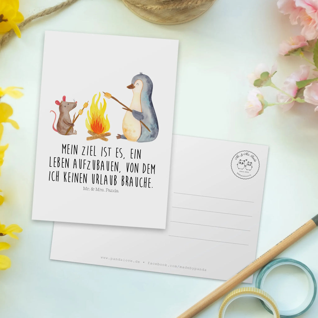 Postcard Penguin campfire North Pole, Penguins, fire, penguins, new start, work, campfire, life motivation, life motto, everyday office life, mouse