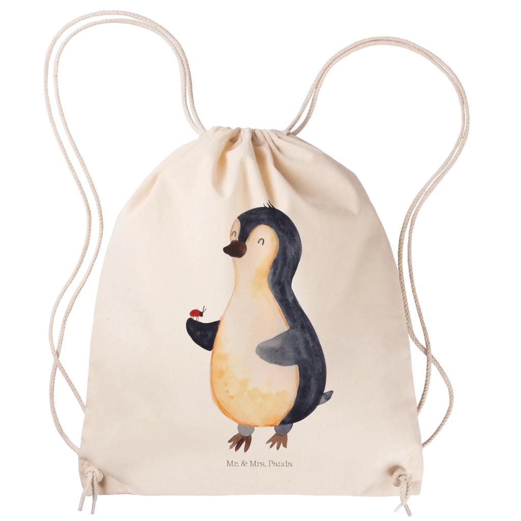 Drawstring bag Penguin ladybug sports bag, jute bag, hipster, carrier bag, gym bag, bag, Penguin, North Pole, Winter, Penguins, wonder, ladybird, joy of life, love, penguins, joy, happiness