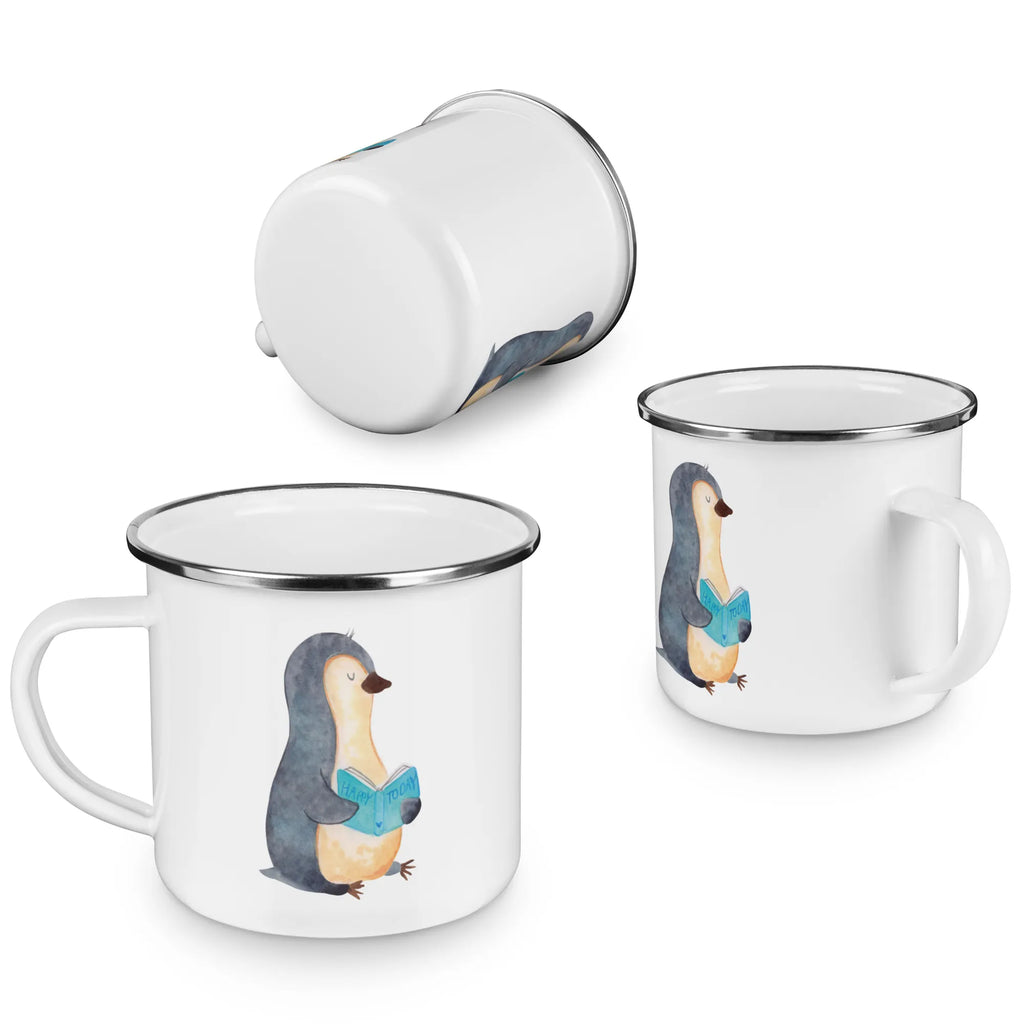 Camping Emaille Tasse Pinguin Buch Metalltasse, Tasse, wanderbecher, Kaffeebecher, wandertasse, Emaille Becher, reisetasse, Campingbecher, Campingtasse, Blechtasse, Tasse Emaille, Emailletasse, Teebecher, Reisebecher, Trinkbecher, Teetasse, blechbecher, metallbecher, Becher, emaillebecher, Pott, becher emaille, Kaffeetasse, Emaille Tasse, Pinguin, Lesen, Ferien, Urlaub, Freizeit, Faulenzen, Bücherwurm, Buch, Nichtstun, Pinguine