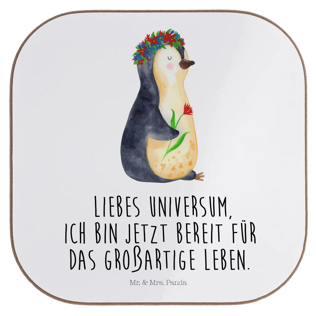 Quadratische Untersetzer Pinguin Blumenkranz Tassen Untersetzer, Untersetzer, Untersetzer für Gläser, Holzuntersetzer, Untersetzer Holz, Getränkeuntersetzer, Bierdeckel, Untersetzer aus Holz, Untersetzer Gläser, Untersetzer Design, Korkuntersetzer, Glasuntersetzer, Pinguin, Ziele, Liebeskummer, Motivation, Lebenslust, Pinguine, Geschenkidee, Universum, Leben, Lebensziele, Blumenkranz, Wünsche