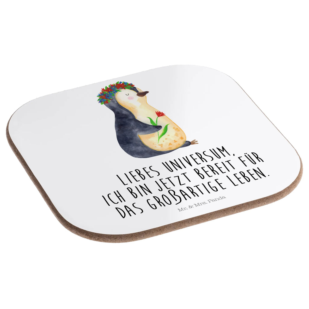 Quadratische Untersetzer Pinguin Blumenkranz Tassen Untersetzer, Untersetzer, Untersetzer für Gläser, Holzuntersetzer, Untersetzer Holz, Getränkeuntersetzer, Bierdeckel, Untersetzer aus Holz, Untersetzer Gläser, Untersetzer Design, Korkuntersetzer, Glasuntersetzer, Pinguin, Ziele, Liebeskummer, Motivation, Lebenslust, Pinguine, Geschenkidee, Universum, Leben, Lebensziele, Blumenkranz, Wünsche
