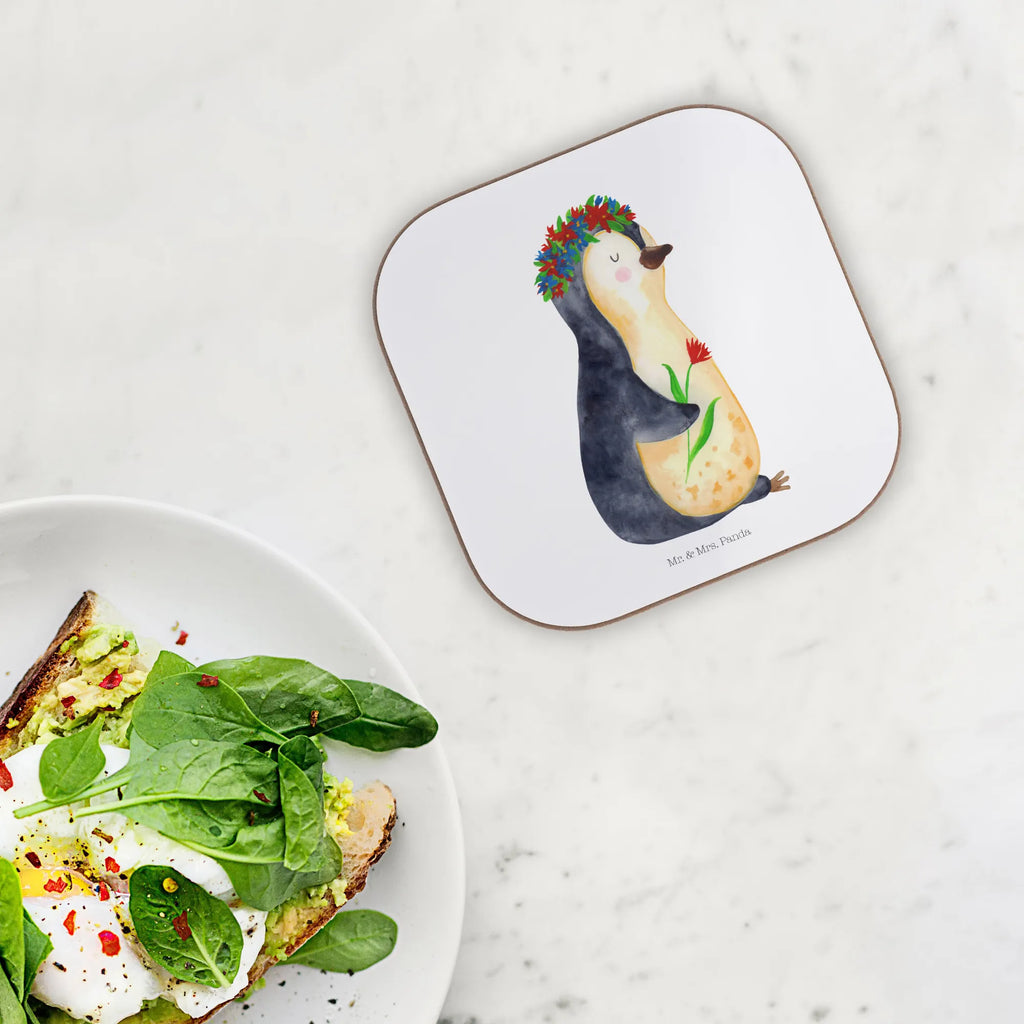 Quadratische Untersetzer Pinguin Blumenkranz Tassen Untersetzer, Untersetzer, Untersetzer für Gläser, Holzuntersetzer, Untersetzer Holz, Getränkeuntersetzer, Bierdeckel, Untersetzer aus Holz, Untersetzer Gläser, Untersetzer Design, Korkuntersetzer, Glasuntersetzer, Pinguin, Ziele, Liebeskummer, Motivation, Lebenslust, Pinguine, Geschenkidee, Universum, Leben, Lebensziele, Blumenkranz, Wünsche