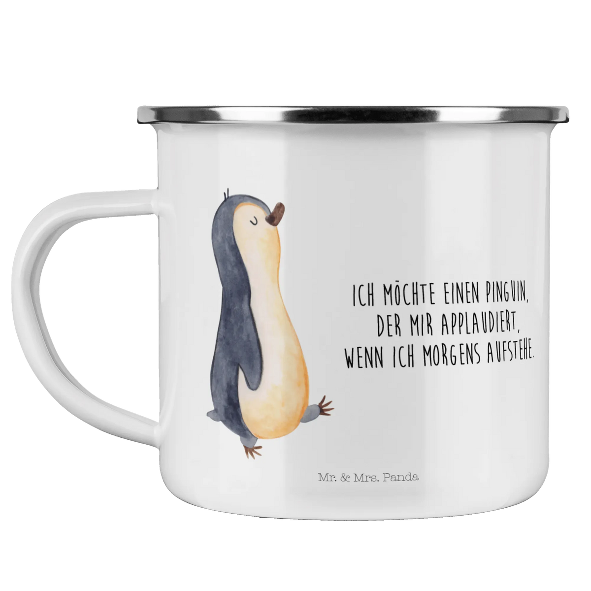 Enamel camping mug Penguin march North Pole, Penguins, late riser, penguins, early riser