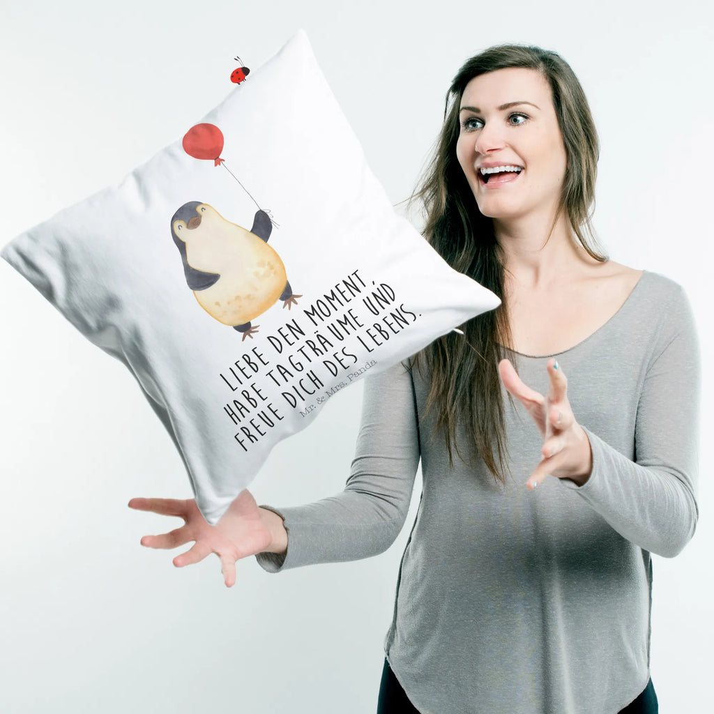 Cushion Penguin balloon pillows, bedroom, Pillow, pillow case, pad, fluffy, cushion, settee, sofa, soft, couch, 40x40, bed, 40 x 40, Penguin, North Pole, Winter, Penguins, new start, penguins, balloon, best friend, happiness, gift girlfriend, love, daydreams, new life, love of life, motivation, gift idea