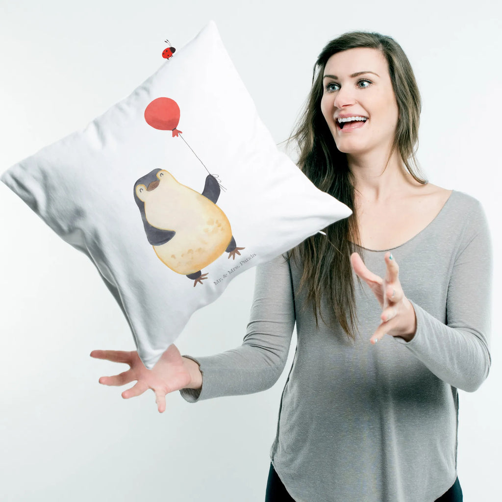 Cushion Penguin balloon pillows, bedroom, Pillow, pillow case, pad, fluffy, cushion, settee, sofa, soft, couch, 40x40, bed, 40 x 40, Penguin, North Pole, Winter, Penguins, new start, penguins, balloon, best friend, happiness, gift girlfriend, love, daydreams, new life, love of life, motivation, gift idea