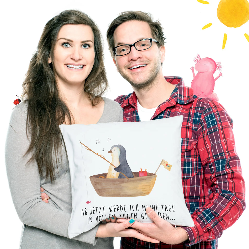 40x40 poduszka pingwin łódka wędkarska Pinguin