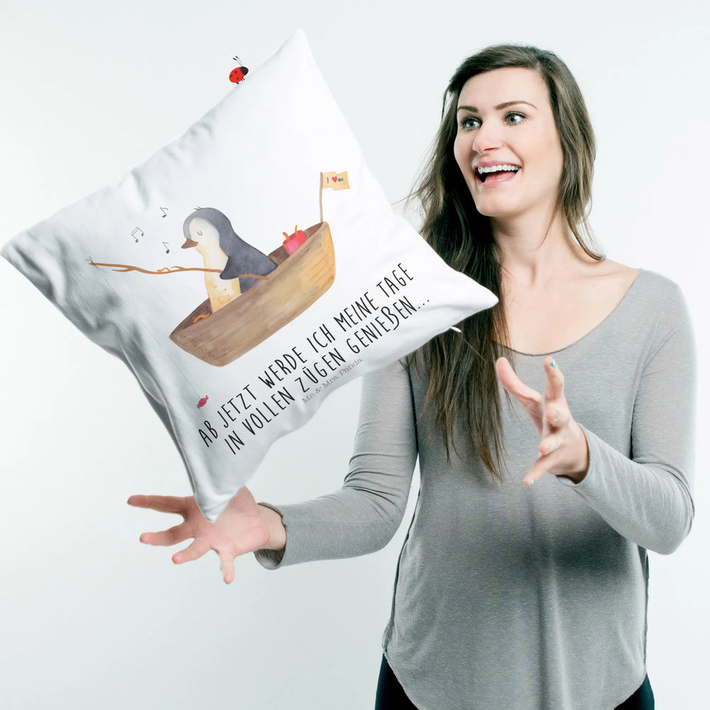 40x40 poduszka pingwin łódka wędkarska Pinguin