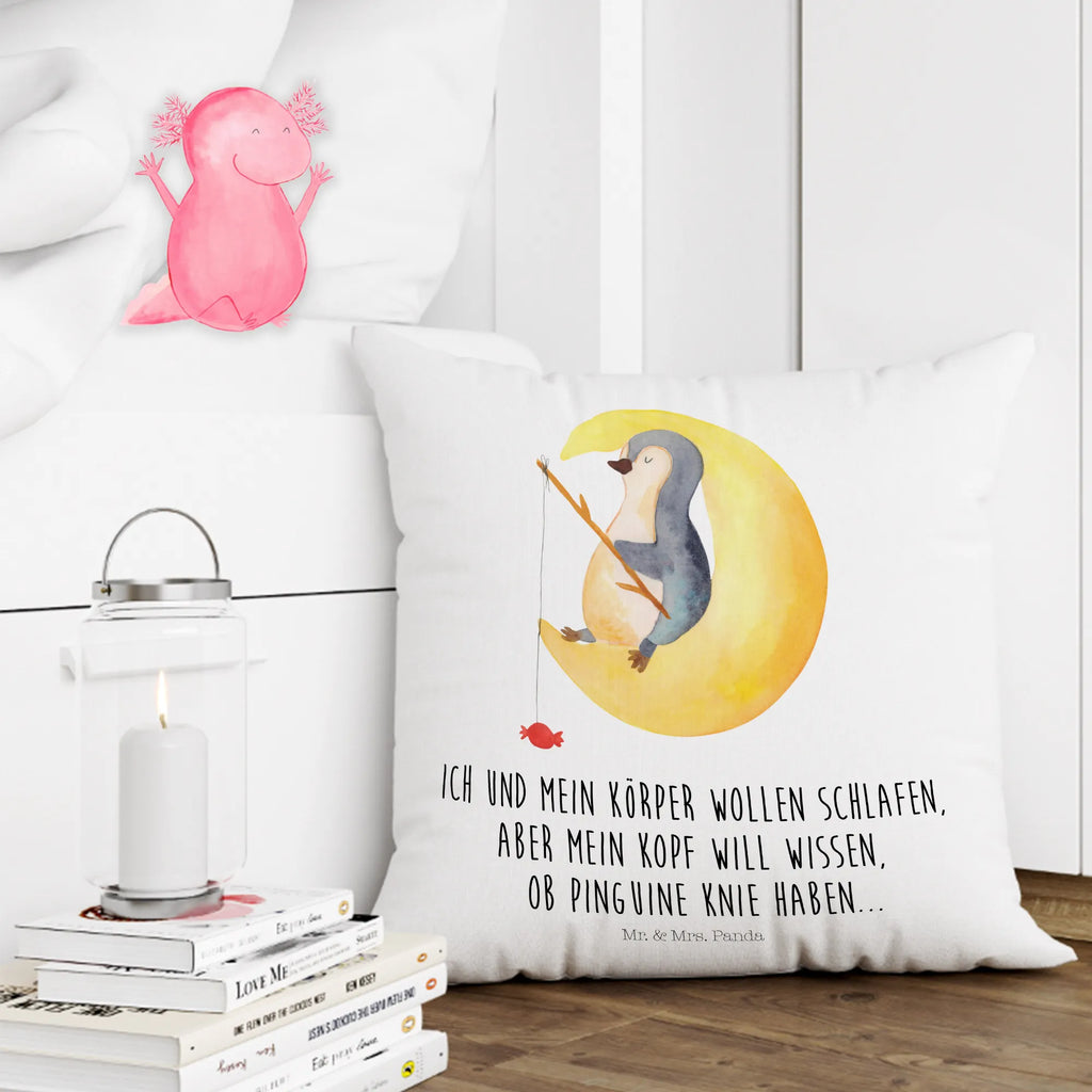 Cushion Penguin moon sofa, cushion, fluffy, bed, pillow case, bedroom, 40x40, couch, soft, 40 x 40, pillows, pad, settee, Pillow, Penguin, North Pole, Winter, Penguins, insomnia, guest room, sleep, night's rest, saying, penguins, falling asleep