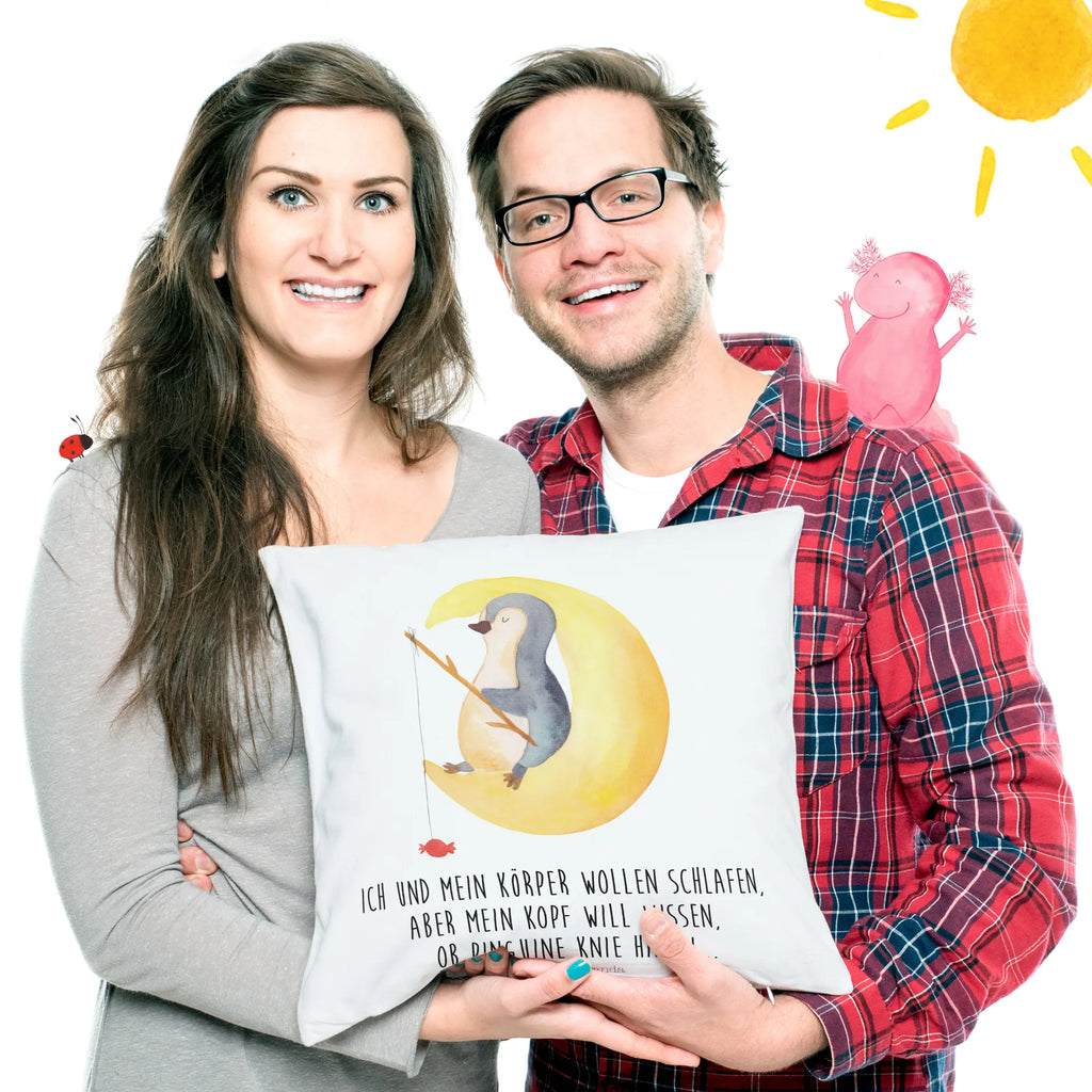 Cushion Penguin moon sofa, cushion, fluffy, bed, pillow case, bedroom, 40x40, couch, soft, 40 x 40, pillows, pad, settee, Pillow, Penguin, North Pole, Winter, Penguins, insomnia, guest room, sleep, night's rest, saying, penguins, falling asleep