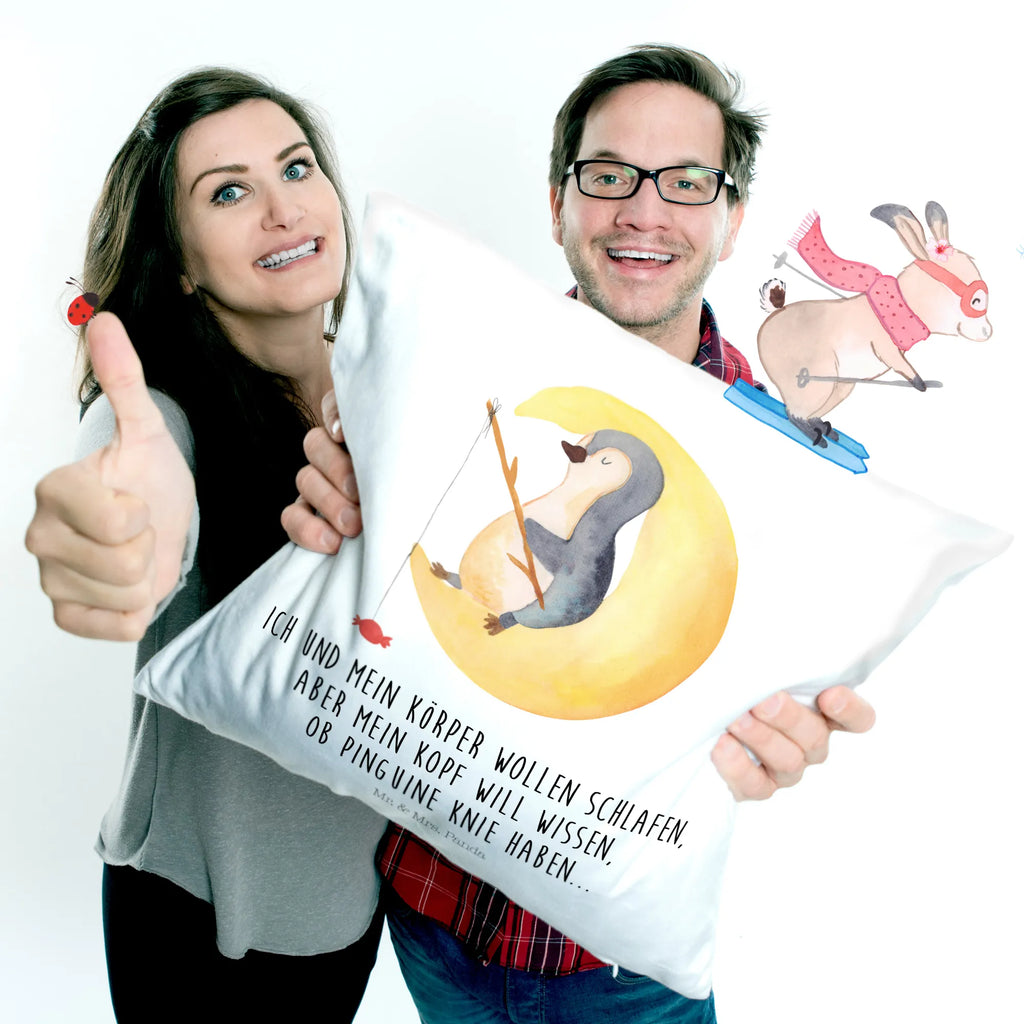 Cushion Penguin moon sofa, cushion, fluffy, bed, pillow case, bedroom, 40x40, couch, soft, 40 x 40, pillows, pad, settee, Pillow, Penguin, North Pole, Winter, Penguins, insomnia, guest room, sleep, night's rest, saying, penguins, falling asleep