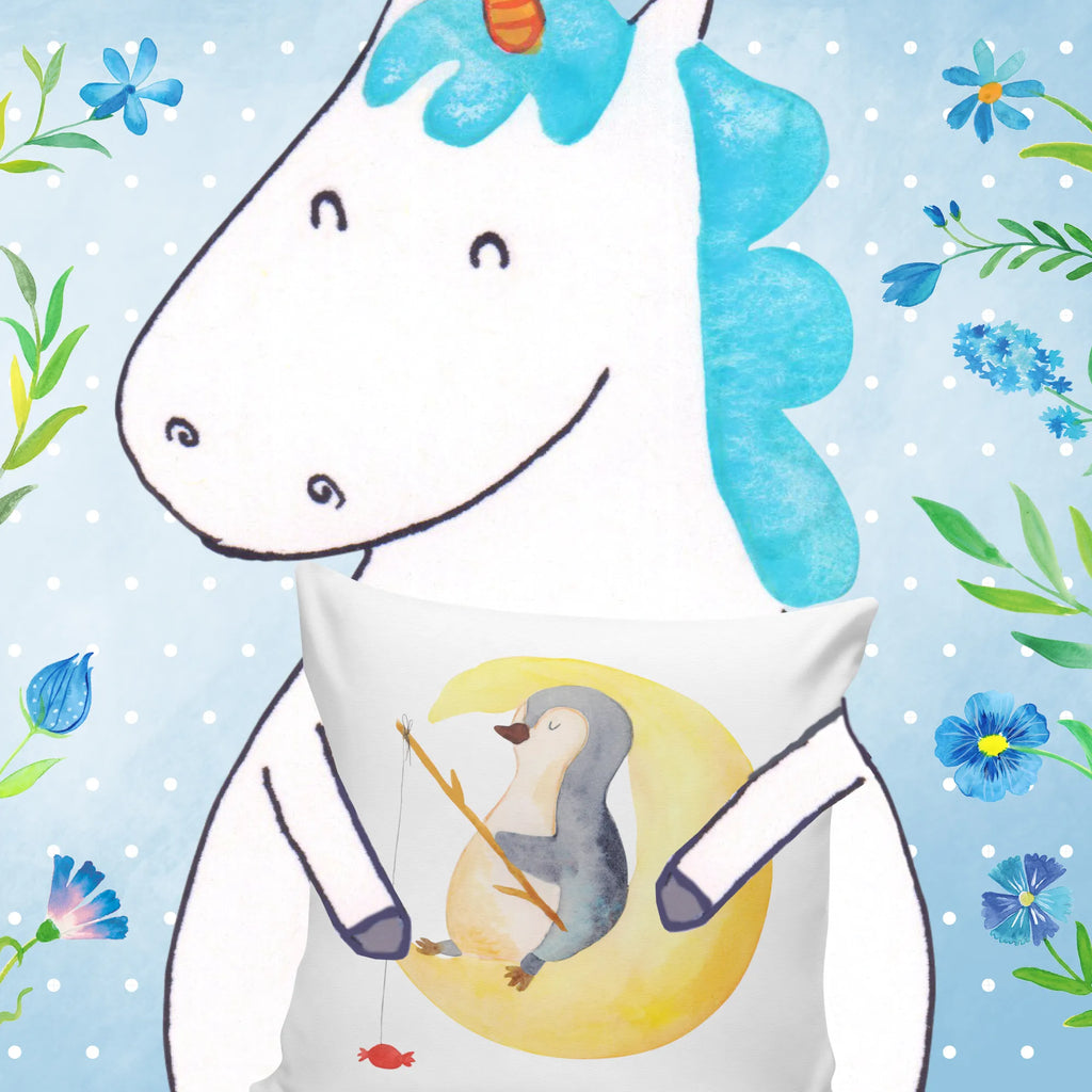 Cushion Penguin moon sofa, cushion, fluffy, bed, pillow case, bedroom, 40x40, couch, soft, 40 x 40, pillows, pad, settee, Pillow, Penguin, North Pole, Winter, Penguins, insomnia, guest room, sleep, night's rest, saying, penguins, falling asleep