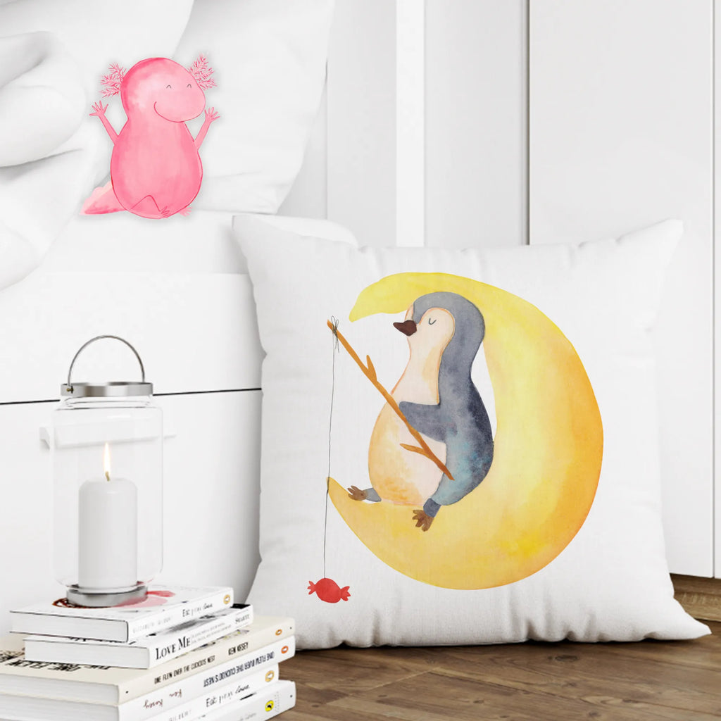 Cushion Penguin moon sofa, cushion, fluffy, bed, pillow case, bedroom, 40x40, couch, soft, 40 x 40, pillows, pad, settee, Pillow, Penguin, North Pole, Winter, Penguins, insomnia, guest room, sleep, night's rest, saying, penguins, falling asleep
