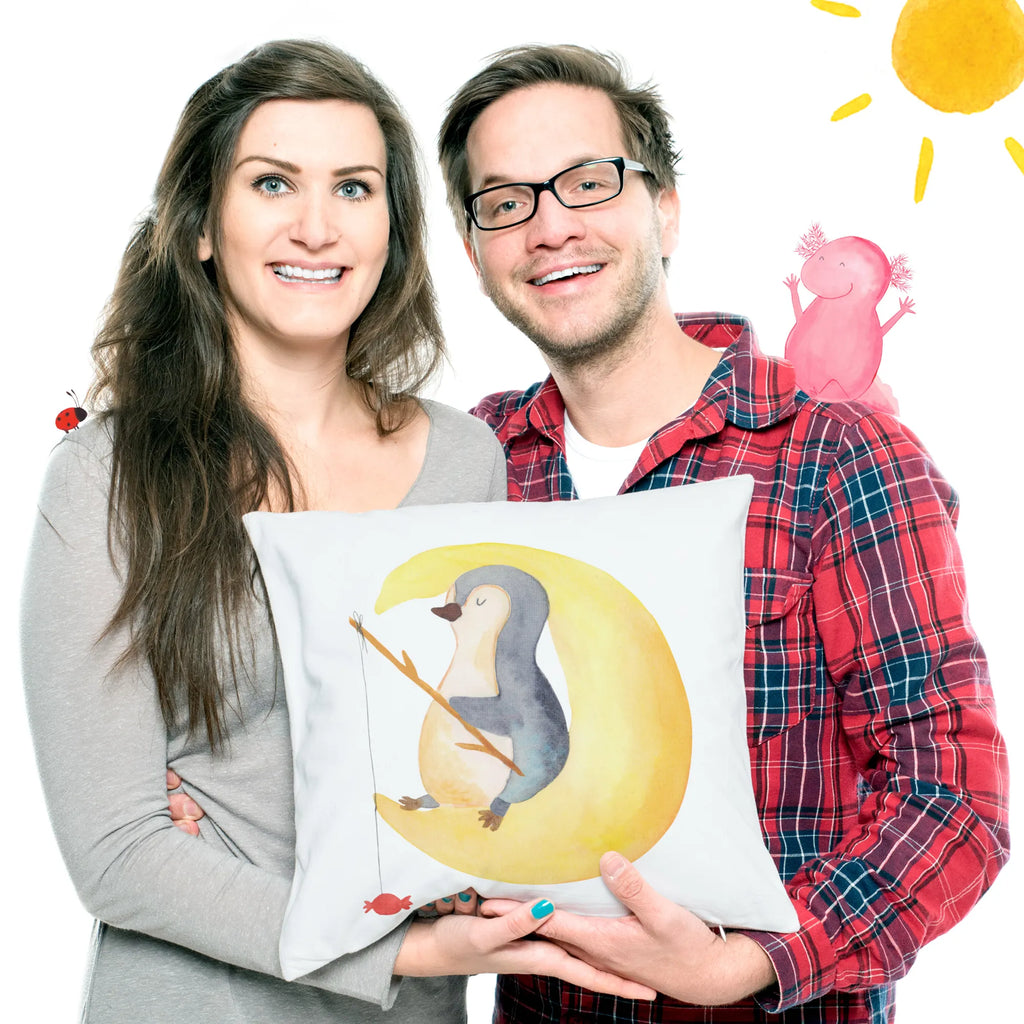 Cushion Penguin moon sofa, cushion, fluffy, bed, pillow case, bedroom, 40x40, couch, soft, 40 x 40, pillows, pad, settee, Pillow, Penguin, North Pole, Winter, Penguins, insomnia, guest room, sleep, night's rest, saying, penguins, falling asleep