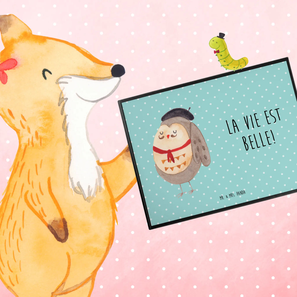 Schreibtischunterlage Eule Französisch Schreibwaren, Büroartikel, Schreibunterlage, Schreibtisch Unterlagen, Bürobedarf, Schreibtischunterlage Groß, Schreibtischauflage, Eule, La vie est belle, Spruch schön, Eulen, Owl, das Leben ist schön, Spruch Französisch, hibou, Frankreich, Eule Deko