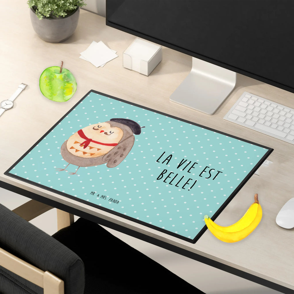 Schreibtischunterlage Eule Französisch Schreibwaren, Büroartikel, Schreibunterlage, Schreibtisch Unterlagen, Bürobedarf, Schreibtischunterlage Groß, Schreibtischauflage, Eule, La vie est belle, Spruch schön, Eulen, Owl, das Leben ist schön, Spruch Französisch, hibou, Frankreich, Eule Deko