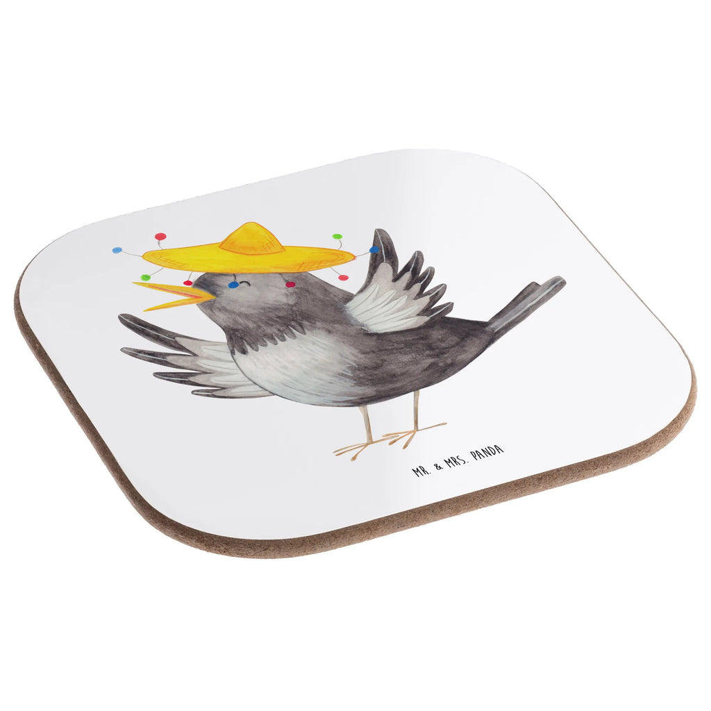 Square coaster Crow sombrero Untersetzer Holz, Getränkeuntersetzer, Untersetzer für Gläser, Glasuntersetzer, Holzuntersetzer, Tassen Untersetzer, Untersetzer Design, Untersetzer, Untersetzer Gläser, Bierdeckel, Korkuntersetzer, Untersetzer aus Holz, Tiermotive, Gute Laune, lustige Sprüche, Tiere, froh, Motivation, Elster, glücklich sein, Rabe, Spruch positiv, Vögel, Vogel, Glück Spruch, fröhlich sein