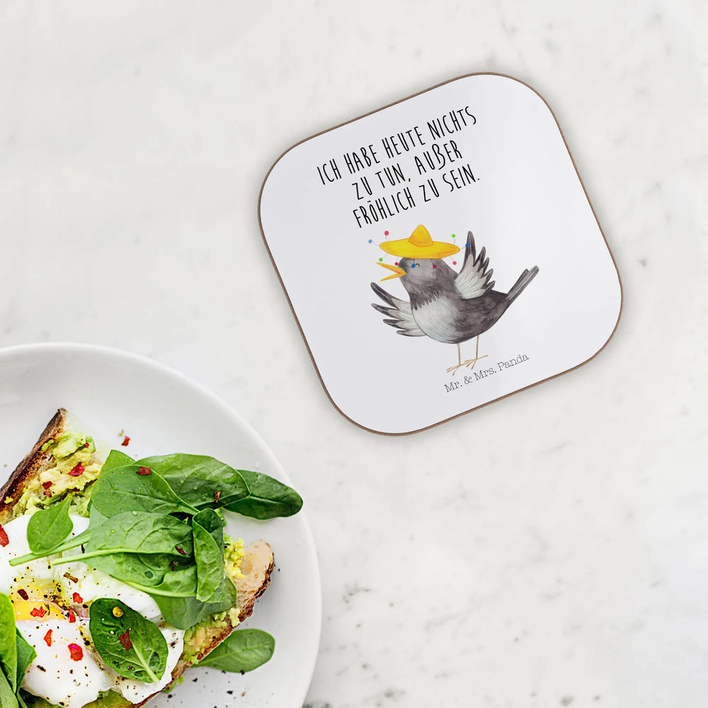 Square coaster Crow sombrero Untersetzer Holz, Getränkeuntersetzer, Untersetzer für Gläser, Glasuntersetzer, Holzuntersetzer, Tassen Untersetzer, Untersetzer Design, Untersetzer, Untersetzer Gläser, Bierdeckel, Korkuntersetzer, Untersetzer aus Holz, Tiermotive, Gute Laune, lustige Sprüche, Tiere, froh, Motivation, Elster, glücklich sein, Rabe, Spruch positiv, Vögel, Vogel, Glück Spruch, fröhlich sein