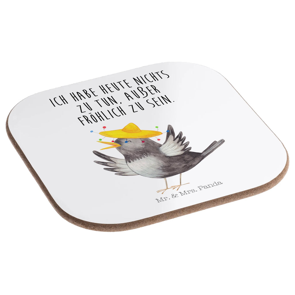 Square coaster Crow sombrero Untersetzer Holz, Getränkeuntersetzer, Untersetzer für Gläser, Glasuntersetzer, Holzuntersetzer, Tassen Untersetzer, Untersetzer Design, Untersetzer, Untersetzer Gläser, Bierdeckel, Korkuntersetzer, Untersetzer aus Holz, Tiermotive, Gute Laune, lustige Sprüche, Tiere, froh, Motivation, Elster, glücklich sein, Rabe, Spruch positiv, Vögel, Vogel, Glück Spruch, fröhlich sein
