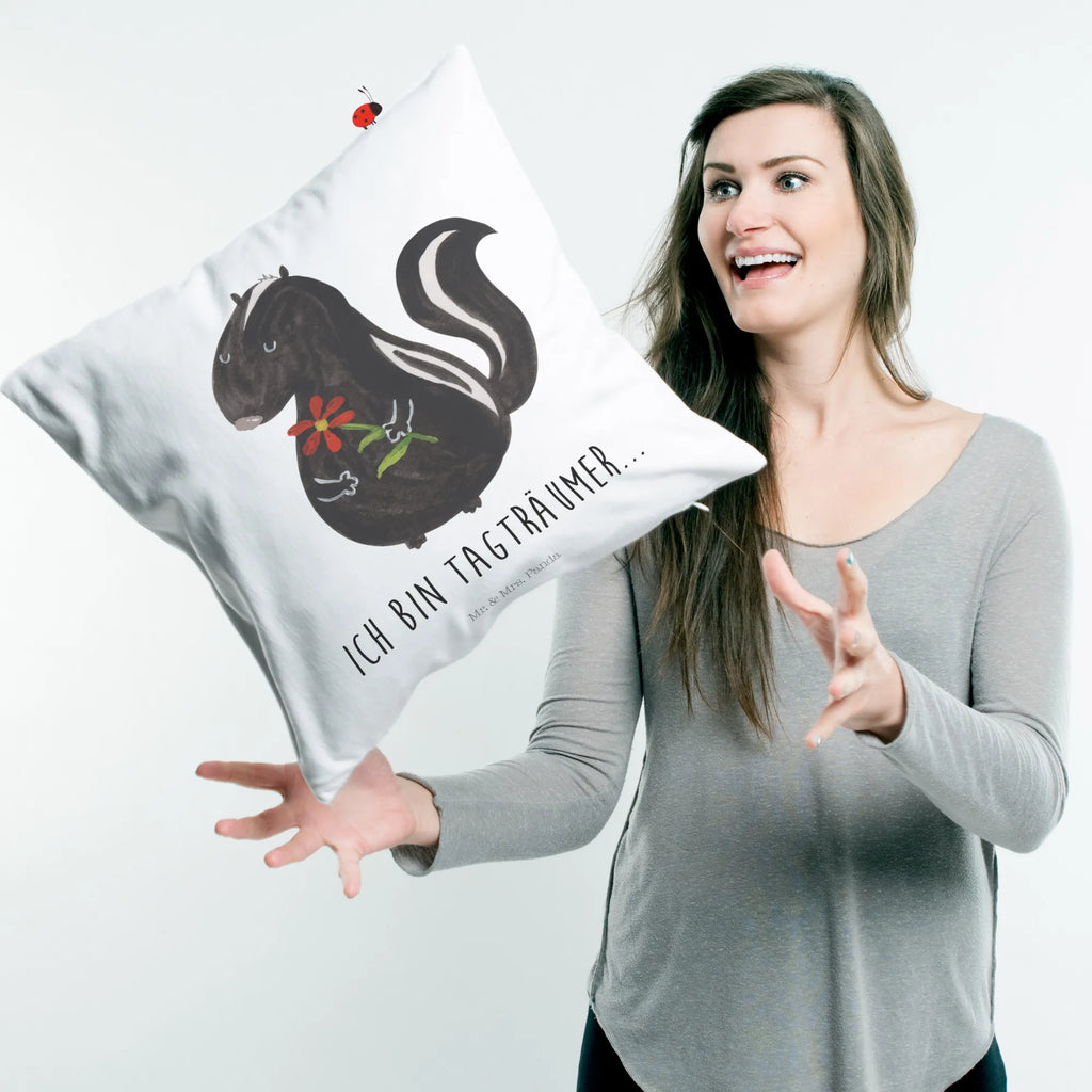 Cushion skunk flower settee, 40x40, fluffy, pad, cushion, sofa, couch, pillow case, pillows, 40 x 40, bed, soft, Pillow, bedroom, Skunk, dreams, stink, stinker, skunk, predator, daydreamer, wild animal, dreamy