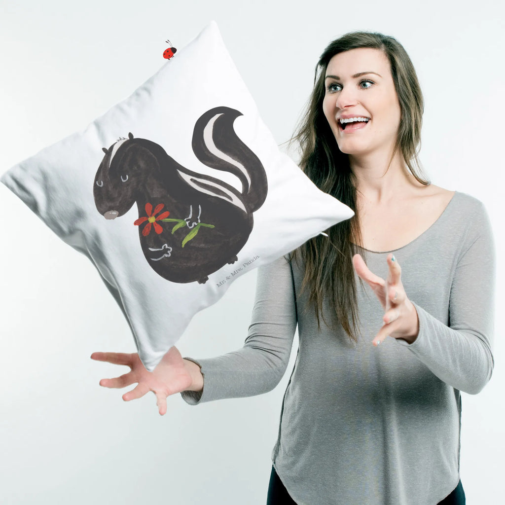 Cushion skunk flower settee, 40x40, fluffy, pad, cushion, sofa, couch, pillow case, pillows, 40 x 40, bed, soft, Pillow, bedroom, Skunk, dreams, stink, stinker, skunk, predator, daydreamer, wild animal, dreamy