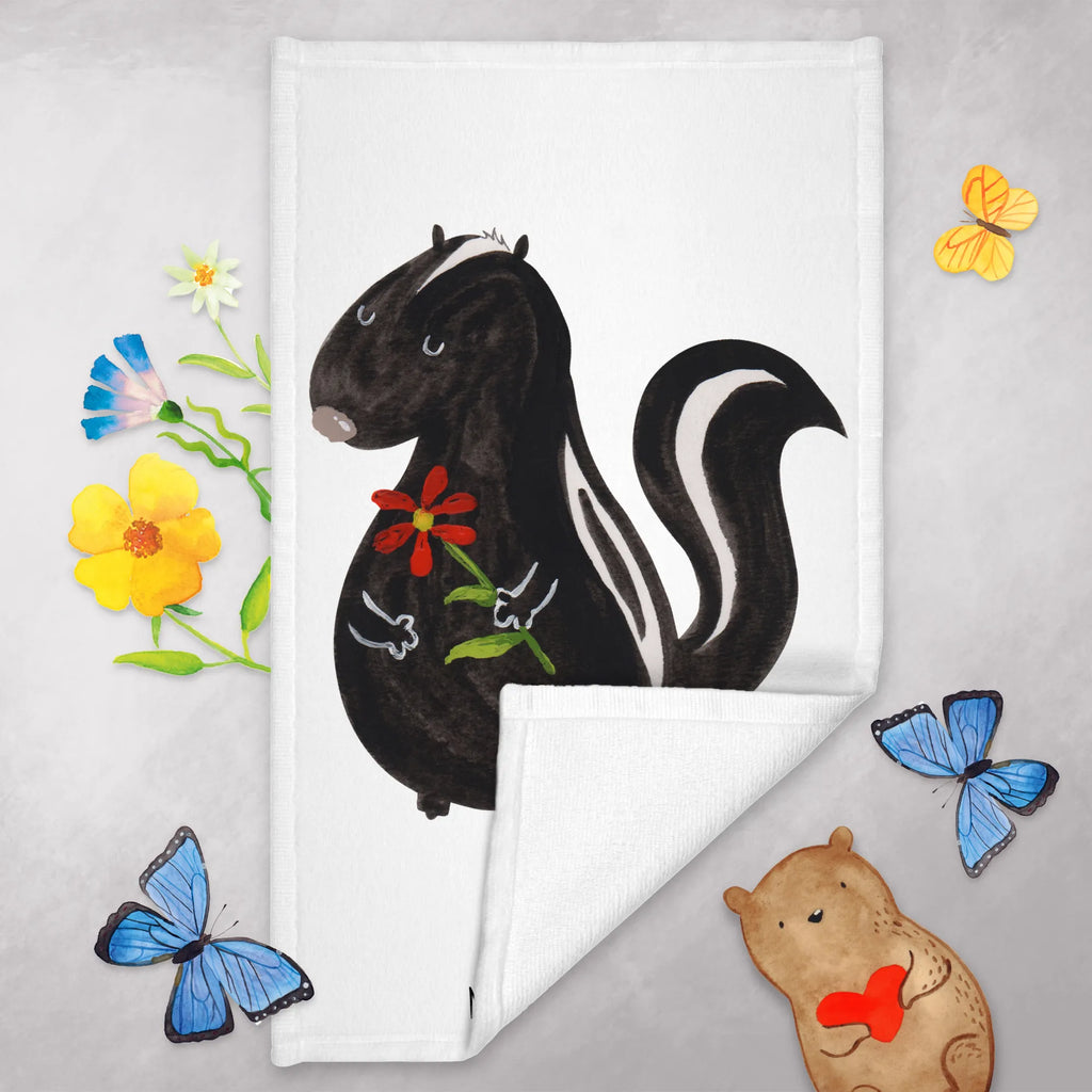 Hand towel skunk flower towels, bath towel, big, children, baby, bathroom, Towel, Skunk, dreamy, dreams, stinker, stink, skunk, predator, wild animal, daydreamer