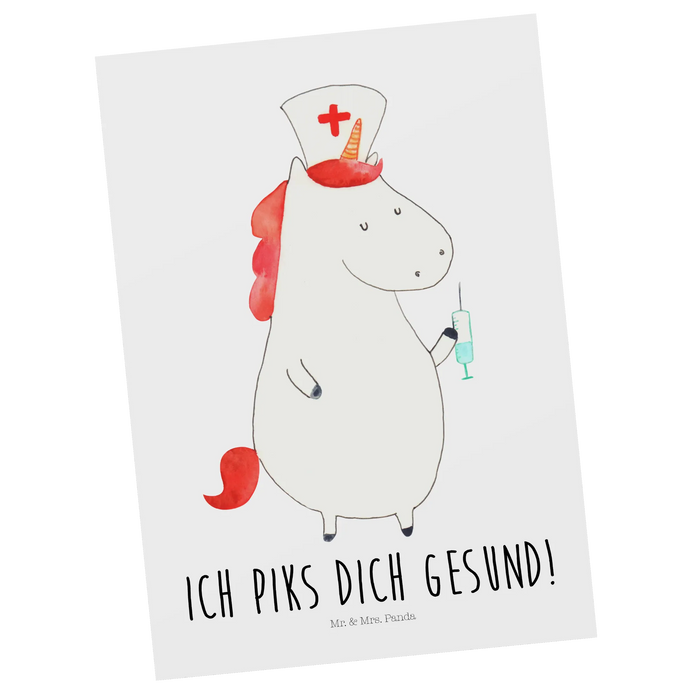 Postkarte Einhorn Krankenschwester
