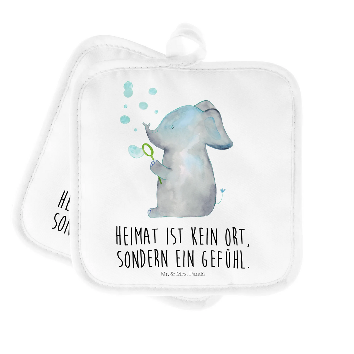 2er Set Topflappen  Elefant Seifenblasen topfhalter, 2er Set Topflappen, Topflappen 2er Set, Doppel Topflappen, Topflappen Set, Kochlappen, Topflappen im Doppelpack, Topflappen, Zwei Topflappen, Topfuntersetzer, Topflappenset, Ofenlappen, Lustige Sprüche, Tiere, Tiermotive, Gute Laune, Liebesbeweis, Dickhäuter, Elefant, Seifenblasen, Rüsseltier, Gefühl. Daheim, Elefanten, Liebesspruch, Heimat, Liebe