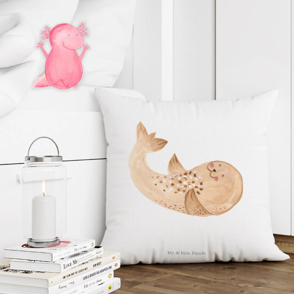 Cushion seal Lay couch, pad, 40x40, pillow case, Pillow, cushion, settee, sofa, soft, bedroom, pillows, fluffy, bed, 40 x 40, small animals, cute, funny, cute animal motives, hand drawn, small world, funny sayings, good mood, happy, gifts, gift ideas, special gifts, animal lover, card, Seal, North Sea, beach, joy, laughter, seals, seal, Baltic Sea, sea animal