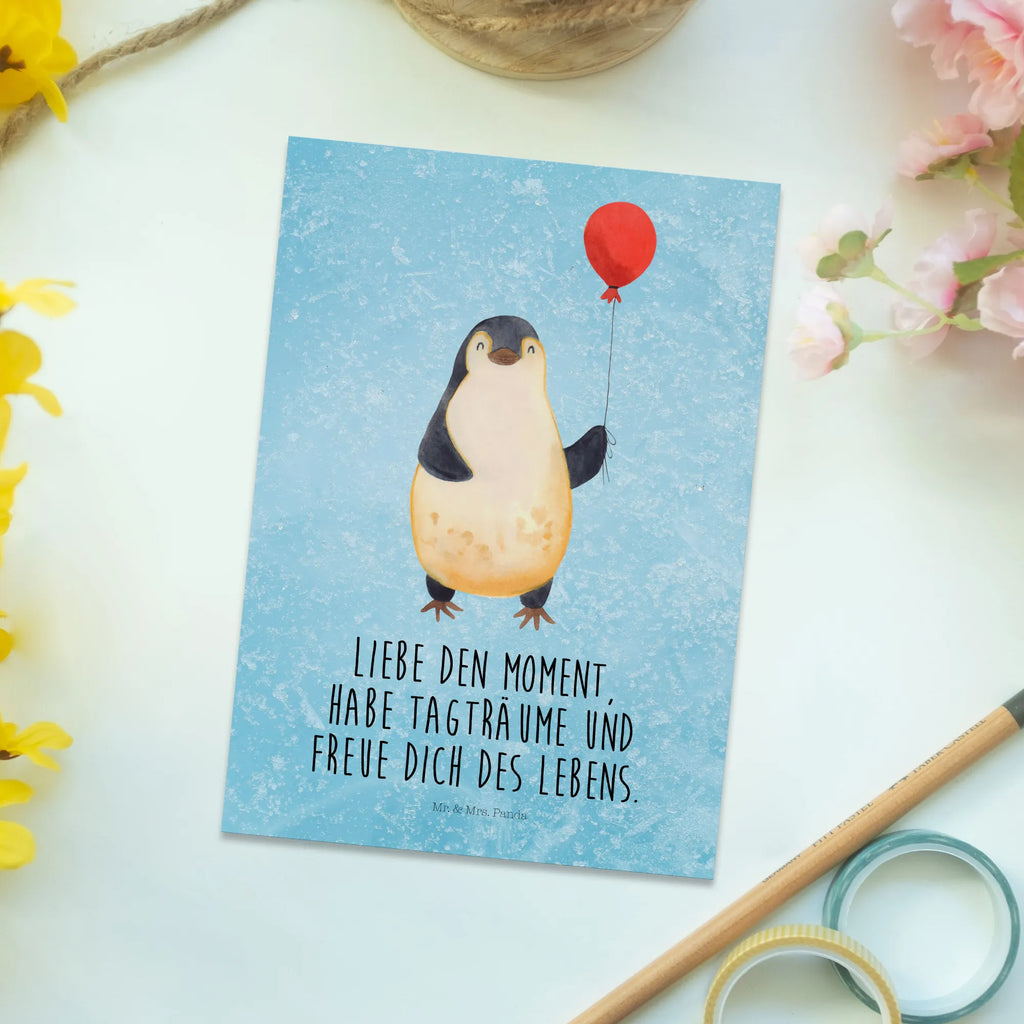 Postcard Penguin balloon North Pole, Penguins, penguins, new life, love of life, gift girlfriend, best friend, balloon, new start, gift idea