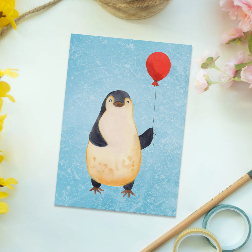 Postcard Penguin balloon North Pole, Penguins, penguins, new life, love of life, gift girlfriend, best friend, balloon, new start, gift idea