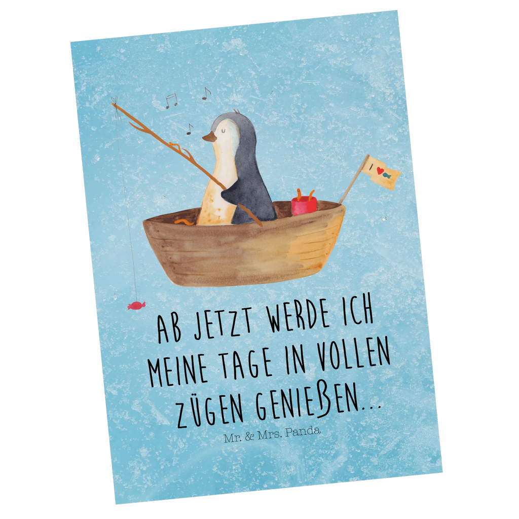 Postkarte Pinguin Angelboot Ansichtskarten, Fotokarte, Designkarte, spruchkarte, bildkarte, Kunstkarten, Grußkarte, Motivkarte, Postkarten, einzelkarte, Ansichtskarte, kunstkarte, Postkarte, Pinguin, Angelboot, Neustart, Lebenslust, Geschenkidee Liebeskummer, Motivation, Pinguine, Angeln, Genießen, Trennung, Scheidung, Neuanfang, Boot, Leben