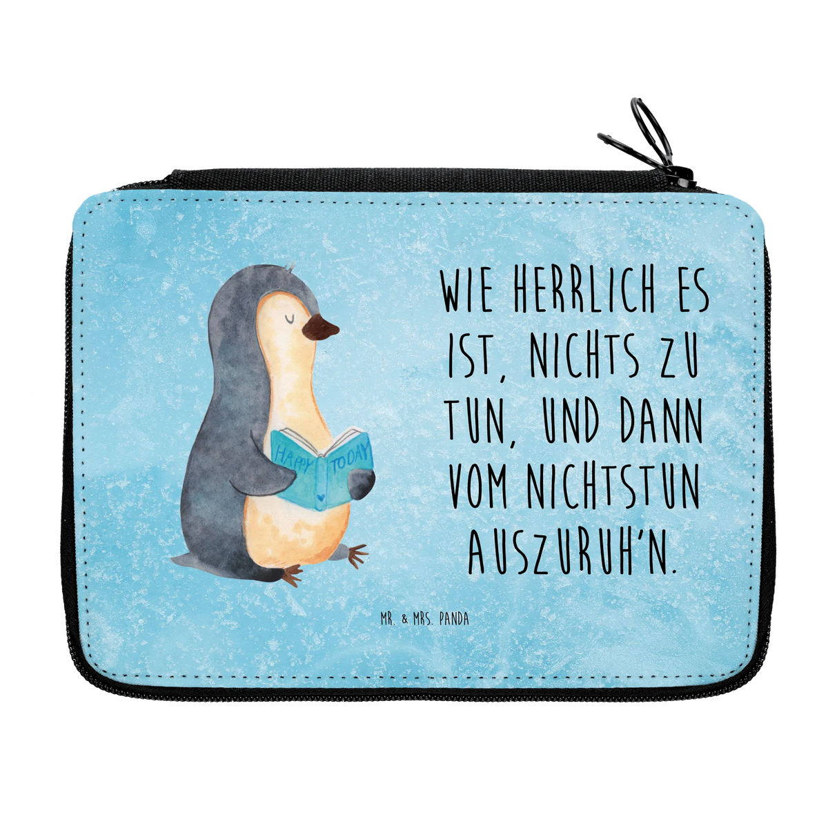 Leather folder Penguin A book pencil bag, pupil, motif, gift, pencil case, primary school, child, pen roll, enrolment, school, Penguin, North Pole, Winter, Penguins, leisure, doing nothing, penguins, bookworm, lazing around, holidays, vacation, reading, book