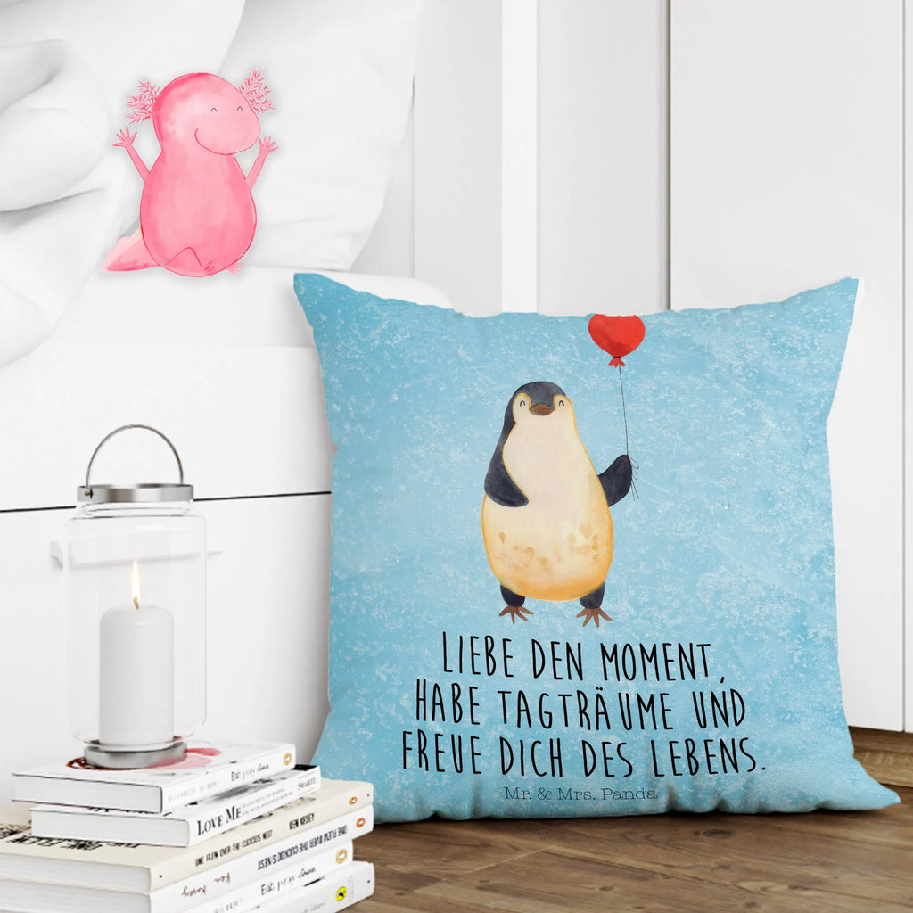 Cushion Penguin balloon pillows, bedroom, Pillow, pillow case, pad, fluffy, cushion, settee, sofa, soft, couch, 40x40, bed, 40 x 40, Penguin, North Pole, Winter, Penguins, new start, penguins, balloon, best friend, happiness, gift girlfriend, love, daydreams, new life, love of life, motivation, gift idea