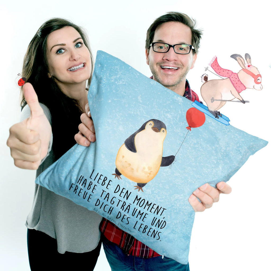 Cushion Penguin balloon pillows, bedroom, Pillow, pillow case, pad, fluffy, cushion, settee, sofa, soft, couch, 40x40, bed, 40 x 40, Penguin, North Pole, Winter, Penguins, new start, penguins, balloon, best friend, happiness, gift girlfriend, love, daydreams, new life, love of life, motivation, gift idea